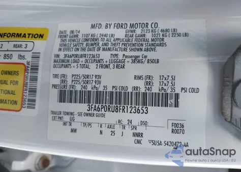 2015 Ford Fusion Hybrid Titanium из США, поврежденный, VIN 3FA6P0RU8FR123653